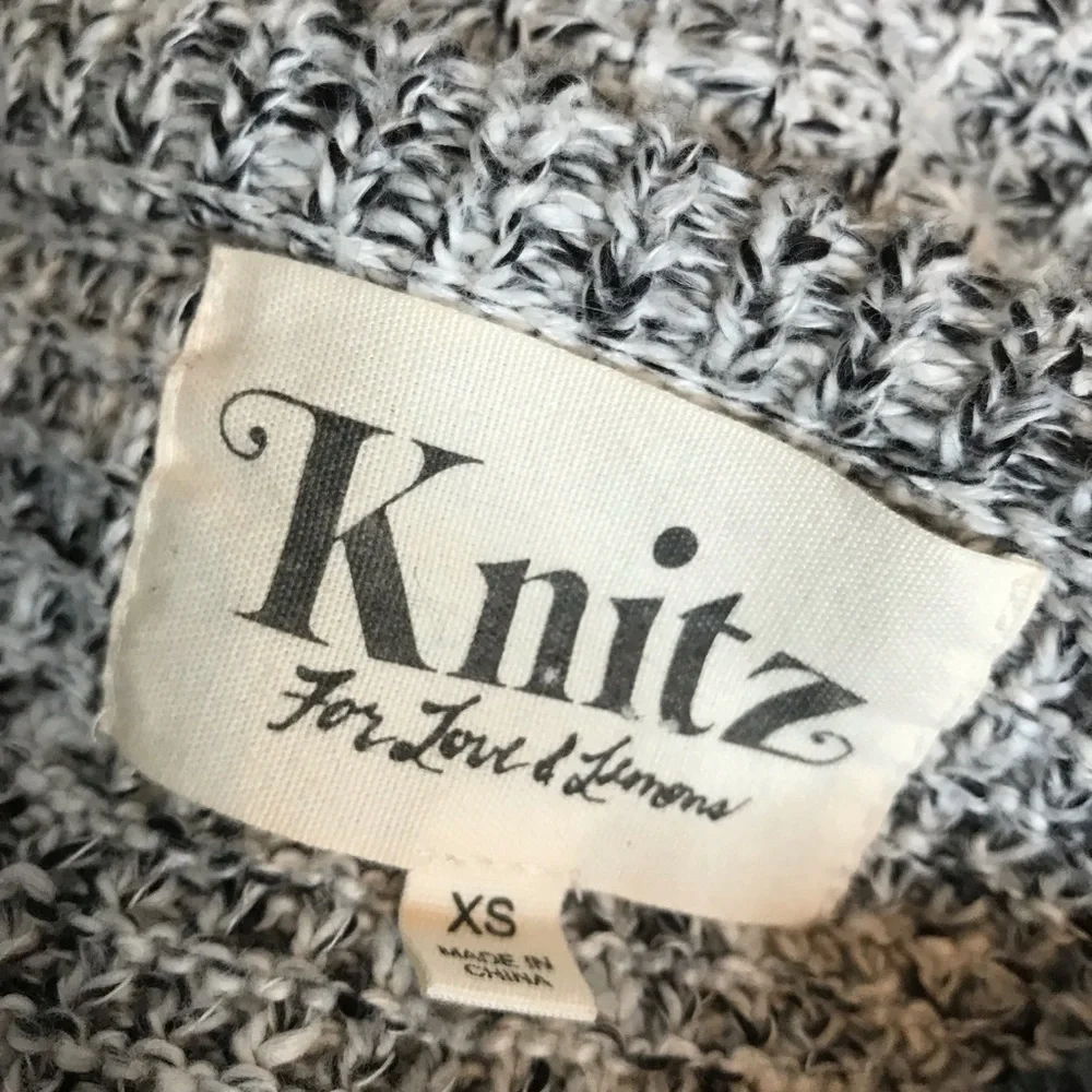For Love and Lemons Knitz Waffle Knit Grey Crewneck Sweater Size XS